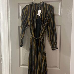 Olive Green & Black Print Dress